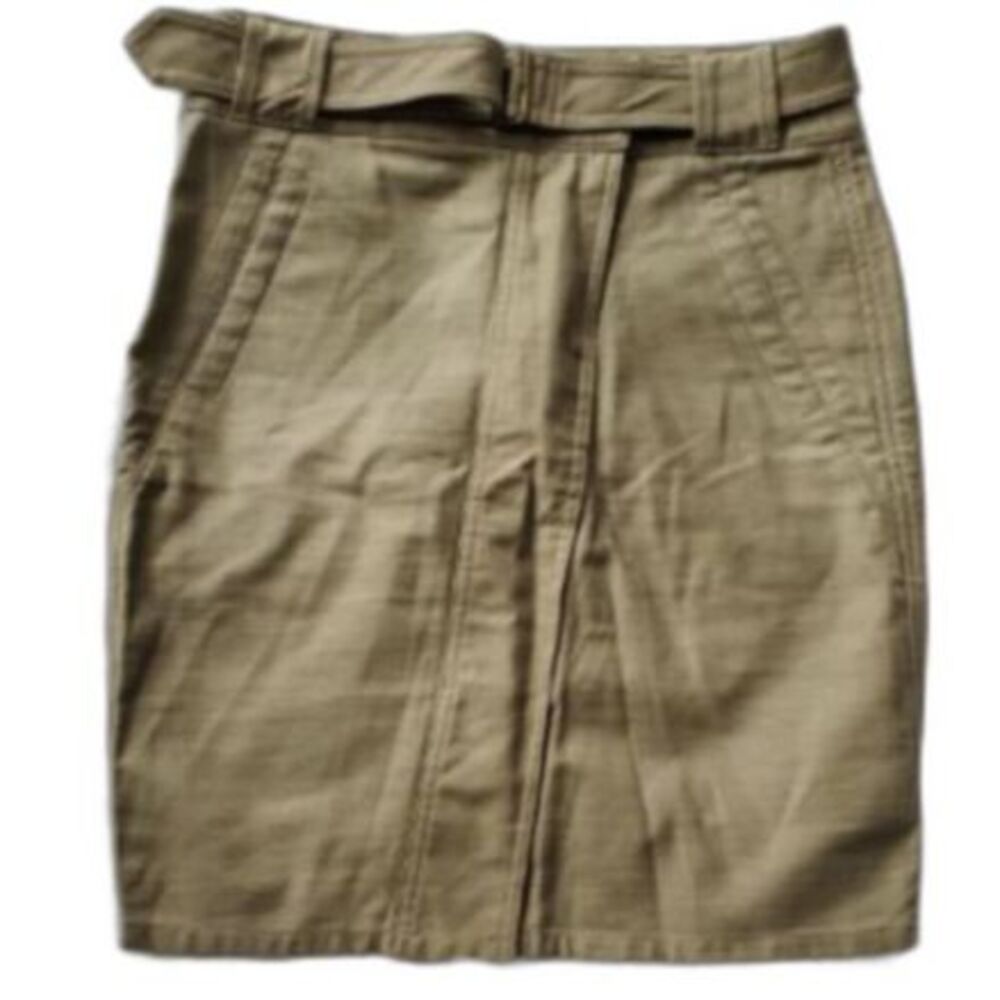 Ann Taylor Loft mini skirt khaki tan denim canvas 0 xxs xs classic casual summer